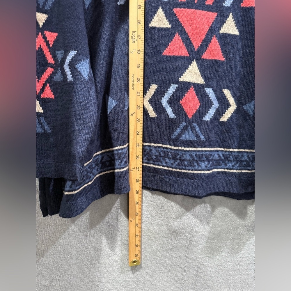 J Jill Poncho Aztec Southwestern Design Mock Neck Women’s Size M Western Rodeo - Picture 4 of 8